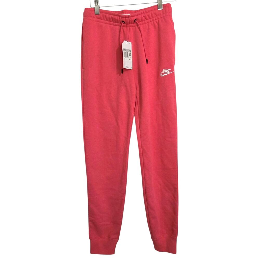 NEW Nike Watermelon Pink Fleece Joggers Pockets Embroidered Logo XS
